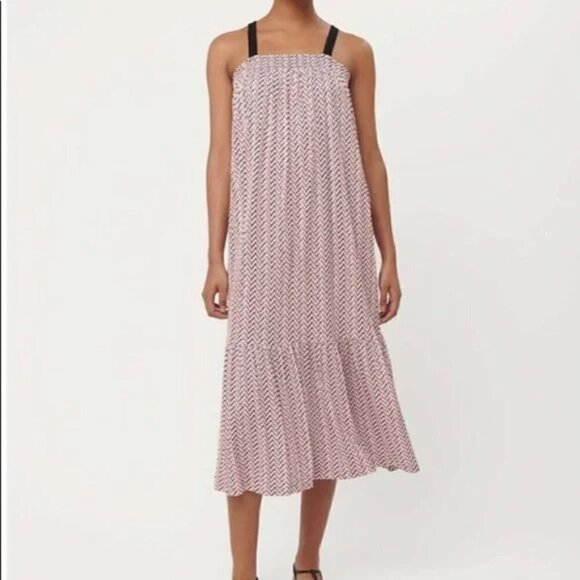 LOFT Chevron Print Flounce Pocket Maxi Dress Small - Picture 3 of 13